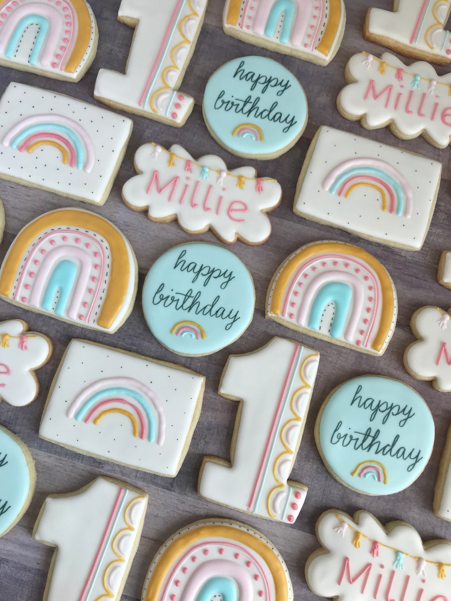 Muted Rainbow birthday set