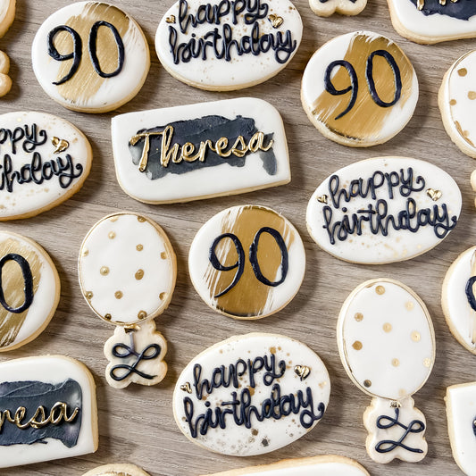 Black and Gold Birthday cookies