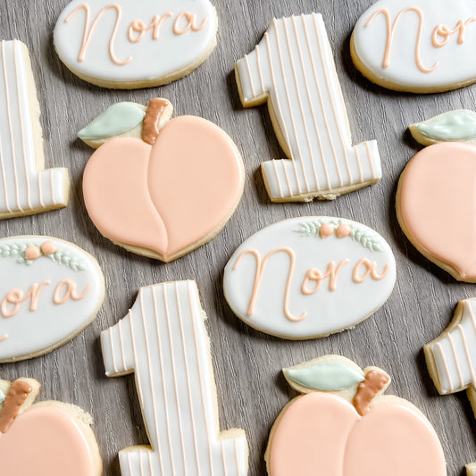 Peach Birthday cookies