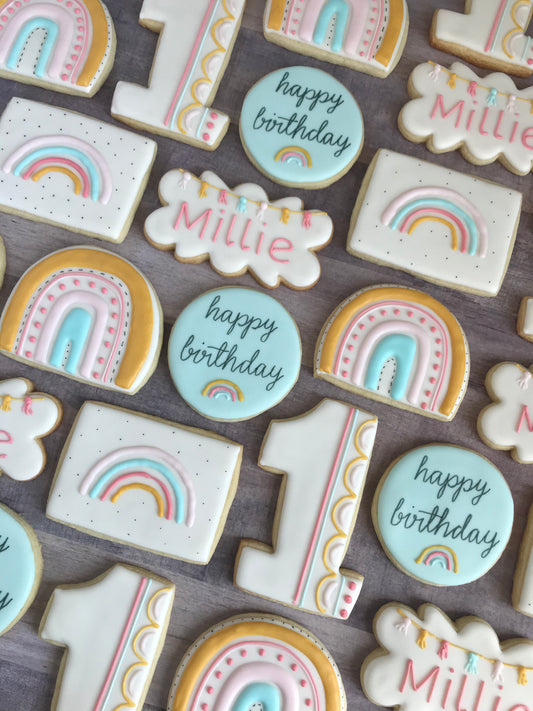 Muted Rainbow birthday set